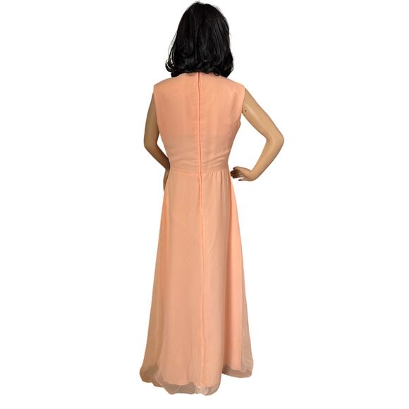 Vintage 1960s Elgin Peach Chiffon Dress & Sheer Overlay Set medium - Picture 15 of 17